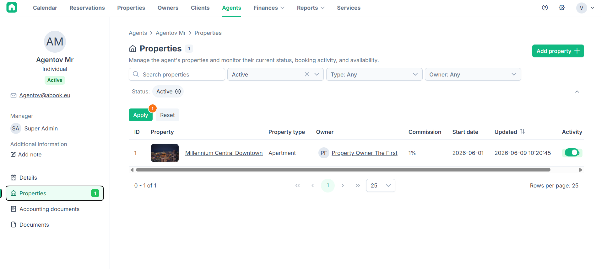 Agent Management product interface