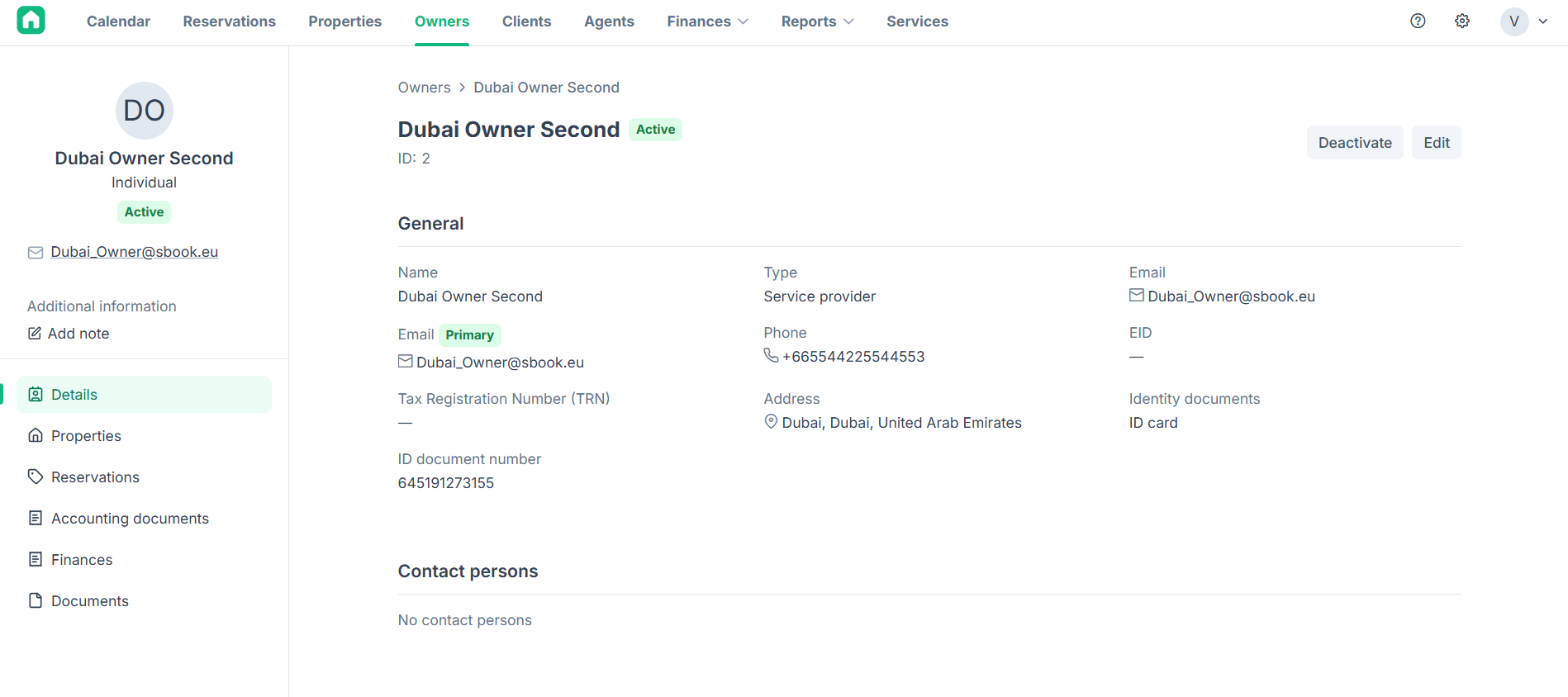 Owner workspace product interface