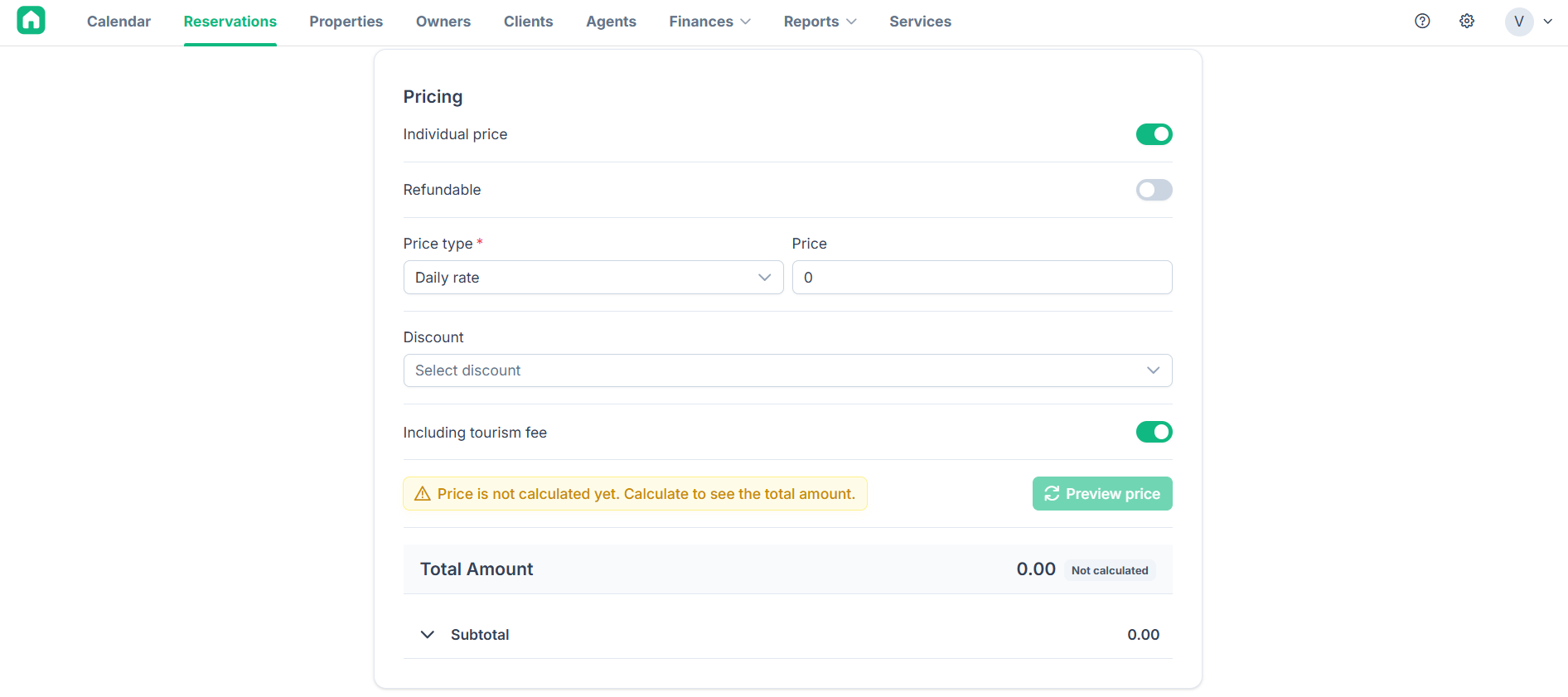 Flexible Pricing product interface