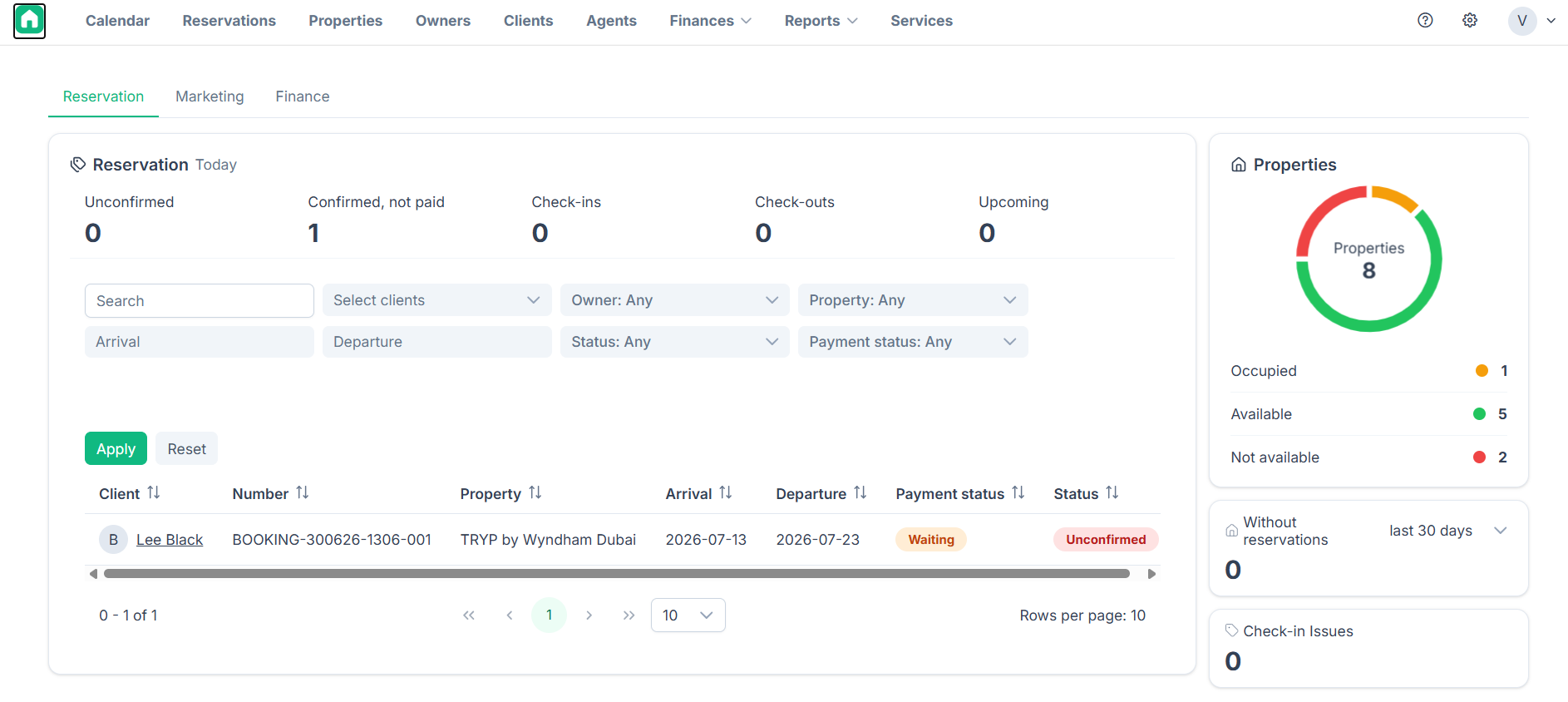 Business dashboard product interface
